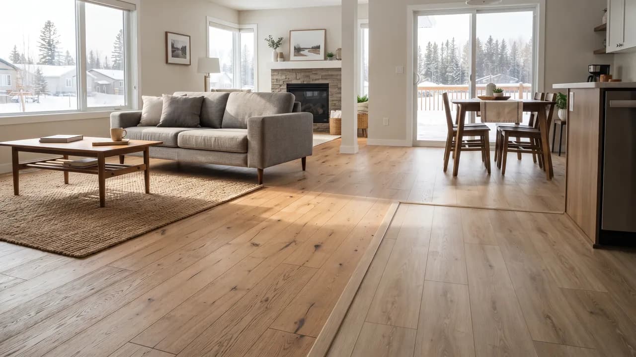 line contains title: "Hardwood vs Vinyl Plank Flooring for Alberta Homes"

Then
